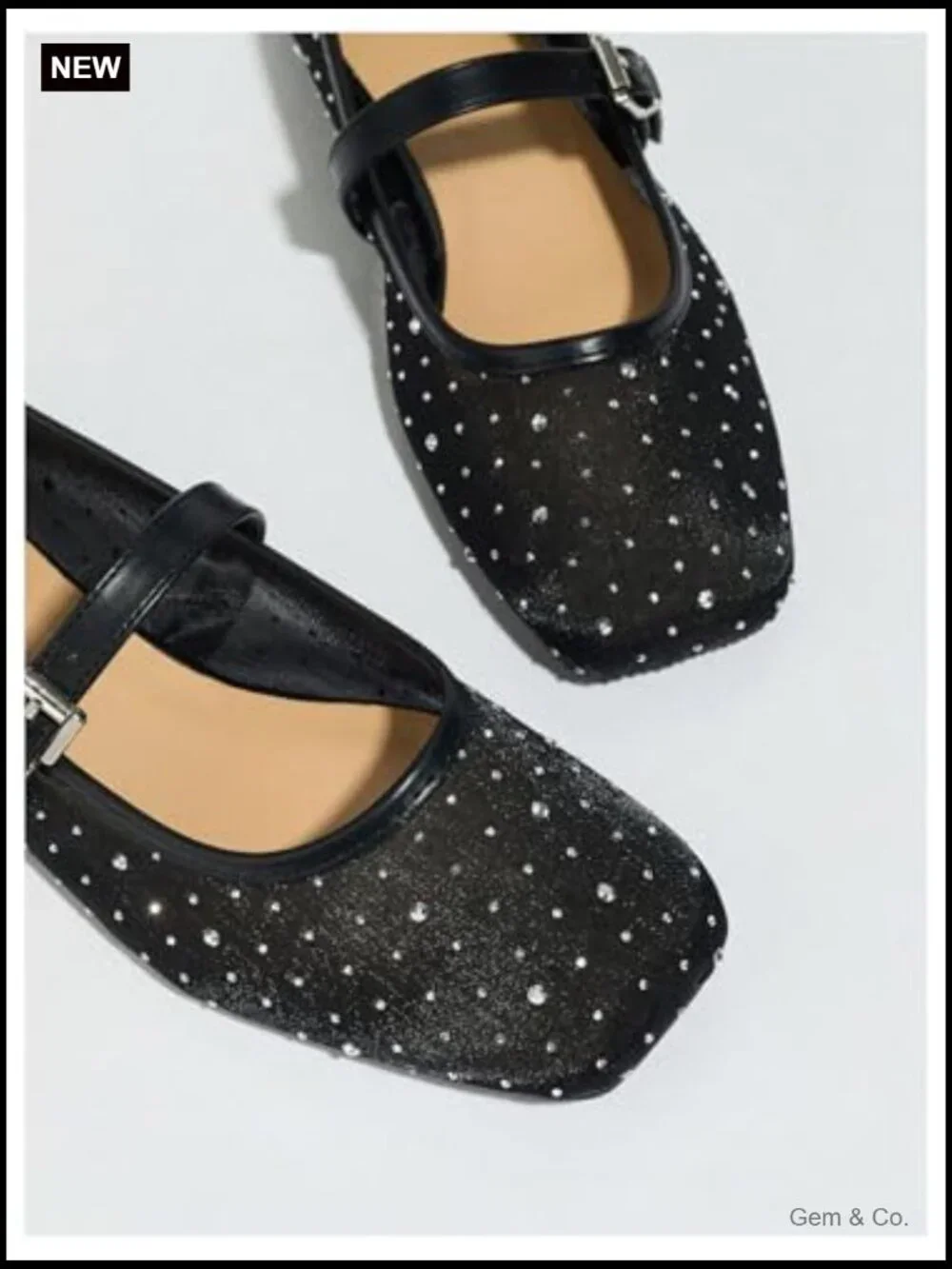 Lace Mesh Ballet Flats Square Closed Toe Dressy Summer Flats Shoes